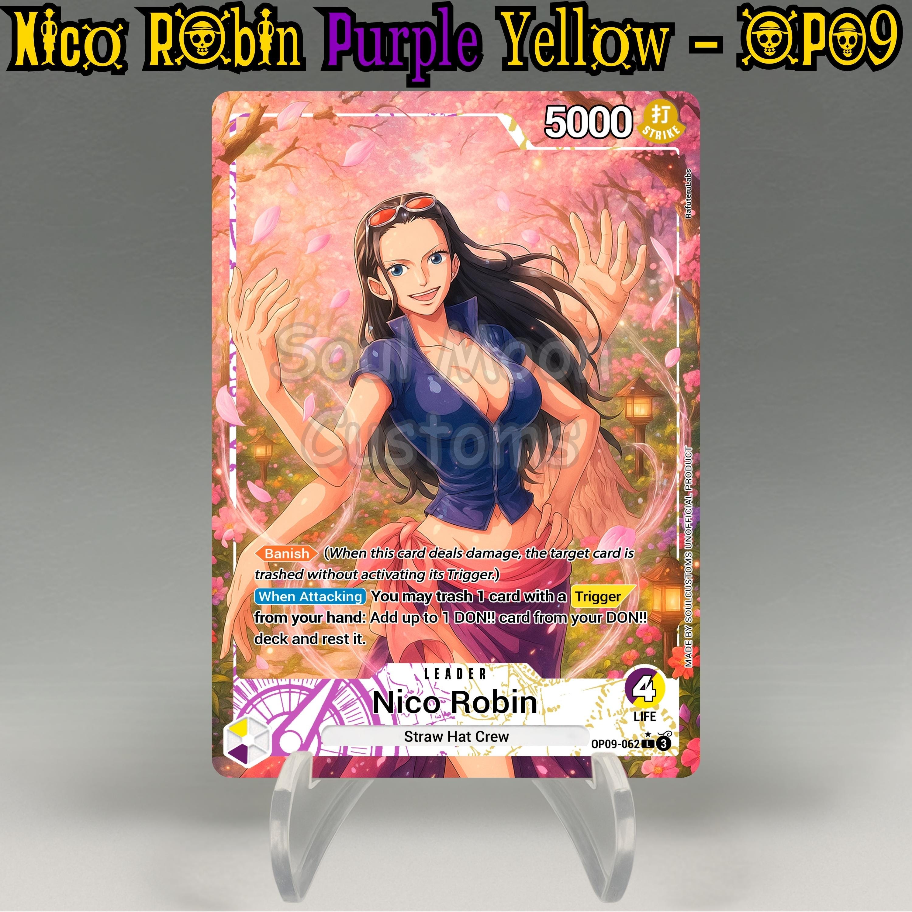 One Piece Proxy, Nico Robin Leader (purple/yellow) Holographic TCG