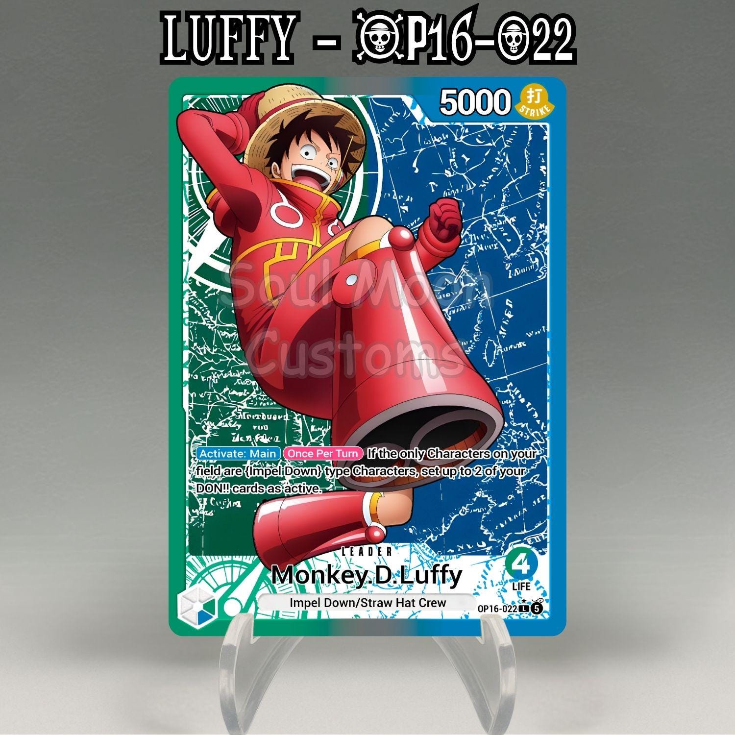 OP16 Monkey D. Luffy Leader Card, Custom One Piece TCG Proxy
