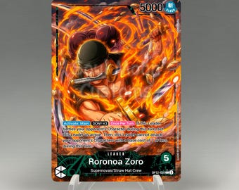 One Piece Proxy, Zoro Leader (green) Holographic TCG Card, Custom