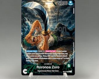 One Piece Proxy, Zoro Leader (green) Holographic TCG Card, Custom
