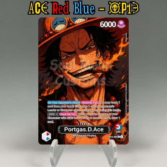 One Piece Proxy, Ace Leader OP13 (red/blue) Artistic Full Foiled