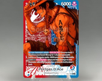 One Piece Proxy, Ace Leader OP13 (red/blue) Holographic TCG Card