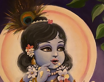 Baby Krishna lila Stiebbutter original Malerei oder Drucke Syam Marquez Syamarts bal Krsna indian god arts