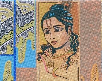 Krishna art Bhagavad gita verse gallery wrap wall art