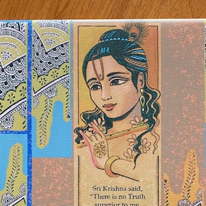 Krishna art Bhagavad gita verse gallery wrap wall art
