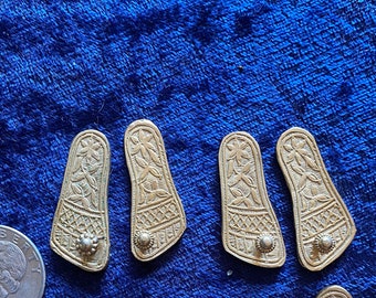 Krishna shoes deity sandals vintage gold plated silver shoes 3.5cm syamarts home altars diety supplies