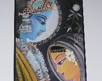 Radha Krishna Göttliches Paar Drucke verträumte Devotionalie Kunst Syam Marquez ewige Liebe Vedic Bleistift Zeichnung Romanze Liebe Hochzeiten