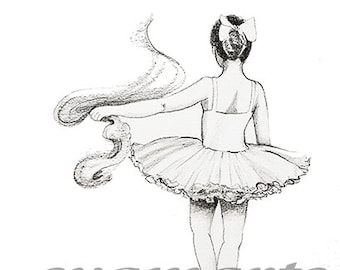 Dancers imagination Original drawing sale ballerina girl original drawing print pencil drawing tutu nursery wallart syamarts ballet lovers