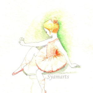 Jovem bailarina original pintura em aquarela syamarts presente de parede do berçário pequena dançarina de balé em cartões tutu imprime arte em tela presente para ela