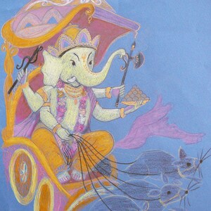 elephant god india on his chariot remover of obstacles syamarts original drawing