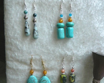 African shield earrings bright vibrant sister earrings yellow turquoise drop earrings Syamarts girl friend gift