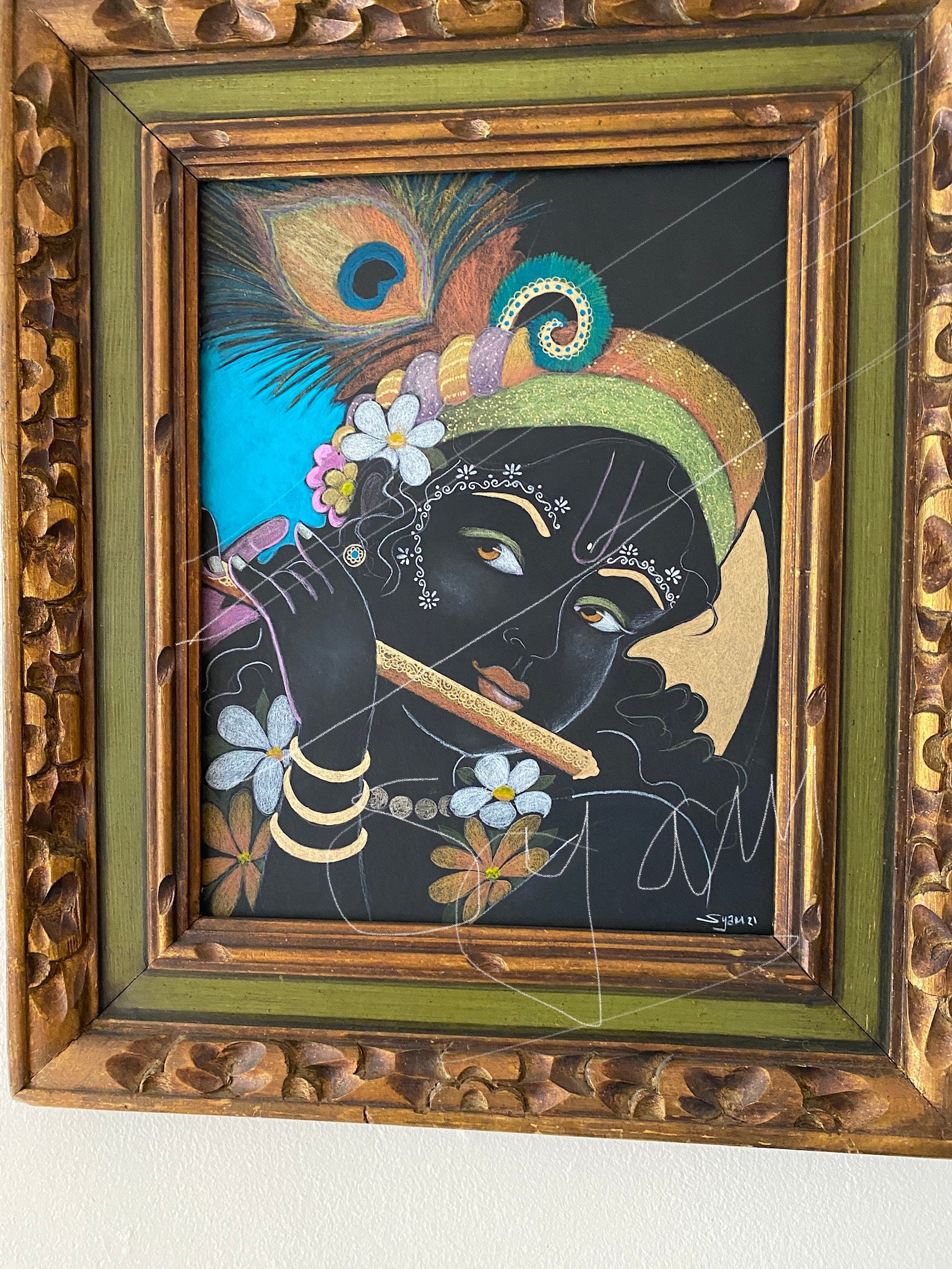 Tamatina Modern Art Canvas Painting - Krishna with Maa Yashoda - Paintings  for Living Room - Paintings for Bedroom -