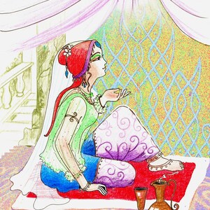 She could see the future, archival art print, wall art, mystic vision, soothsayer, home decor, wall art, ink and pencil drawing,