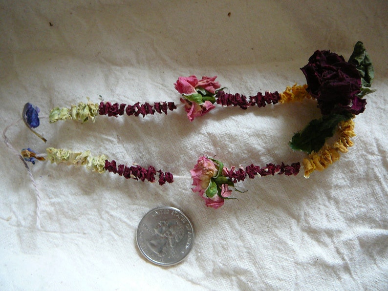 dried flower string garland real flowers carnations roses weddings bridesmaids hair pieces decoration Little fairy necklaces image 2