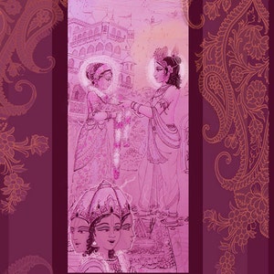 archivering afdrukken, The Divine bruiloft, Indiase bruiloft, geheime bruiloft, godin kunst, hemelse bruid, lijntekening, kunst, india.