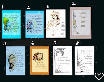 Bhagavad Gita inspirierende Karten + Lesezeichen Geschenke für Lehrer + Buchliebhaber Vedisches Wissen alte Verse Selbstrahmen Kunst Indien syamarts