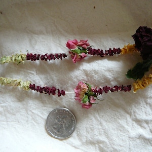 dried flower string garland real flowers carnations roses weddings bridesmaids hair pieces decoration Little fairy necklaces image 1