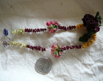 dried flower string garland real flowers carnations roses weddings bridesmaids hair pieces decoration Little fairy necklaces