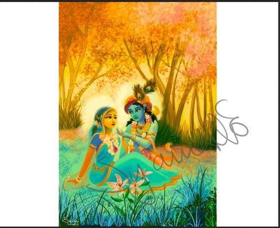 Buy Krishna Radha in Forest Vrindavana Overwhelming Love Online in India - Etsy Buy Krishna Radha in Forest Vrindavana Overwhelming Love Online in India - Etsy