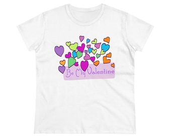 Love hearts spread the love colorful hearts jumble Valentine Women's Midweight Cotton Tee