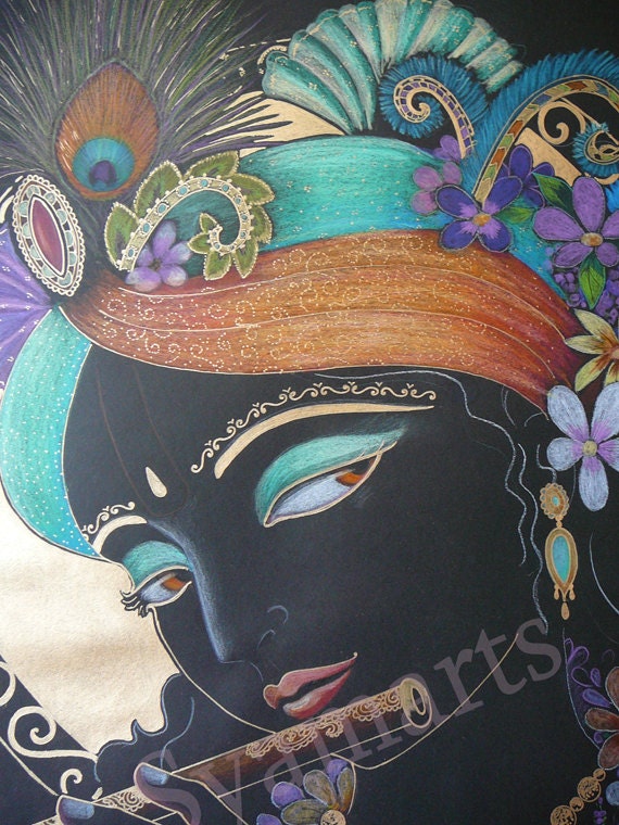 Krishna- Black paper  Black paper drawing, Black pen drawing, Black canvas  art