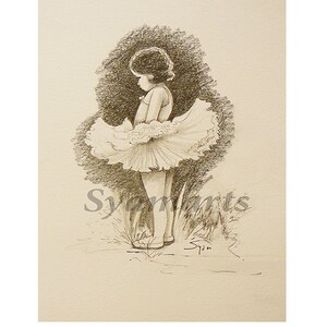 Baby Ballerina kleine Mädchen Wand Kunst Kinderzimmer Karten Drucke Syamarts Bleistiftzeichnung Original Schwan See Mädchen Skizze Ballett