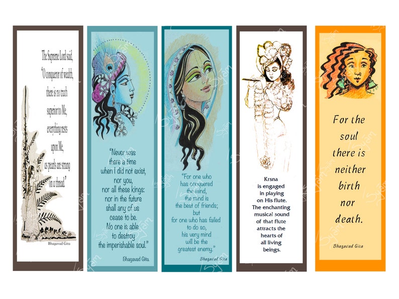 Bhagavad Gita inspirational cards bookmarks gifts for teachers book lovers Vedic knowledge ancient verses self frame art India syamarts image 6