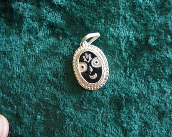 Jagannath smiley pendant, focal, silver handicraft indian vintage jewellery, earrings, handmade,  oval, charm