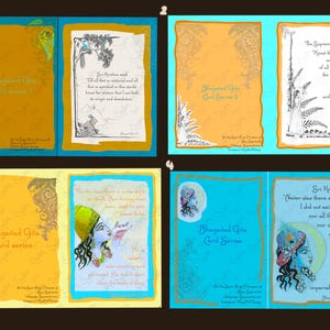 Bhagavad Gita-kunstkaarten inspirerende citaten spirituele tekeningen van Syam Marquez, met envelop wijsheidspoëzie