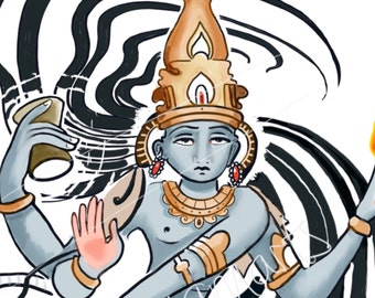 Danza de Shiva pared ARTE shiva dibujo dioses hindúes arte | Etsy México