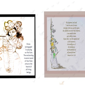 Bhagavad Gita inspirational cards bookmarks gifts for teachers book lovers Vedic knowledge ancient verses self frame art India syamarts image 3