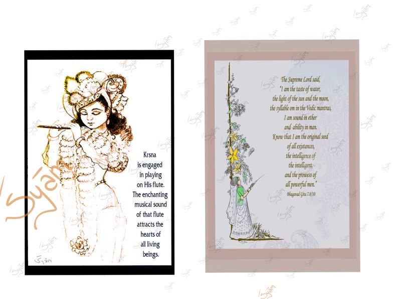 Bhagavad Gita inspirational cards bookmarks gifts for teachers book lovers Vedic knowledge ancient verses self frame art India syamarts image 3