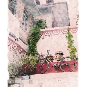 arte vintage bicicletta vecchia costruzione romantica nostalgia vintage Syamarts viaggi arte stampe tela di India fotografia, stampe in qualsiasi dimensione