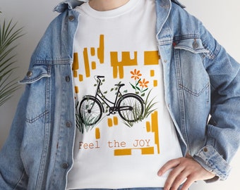 Unisex Heavy Cotton T-shirt On my bike Eco Fossil fuel free Feel the joy
