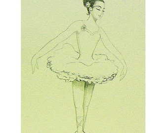 Ballet dancer butterflies original pencil drawing Syamarts ballerina choose colour girls rooms art cards wall decor