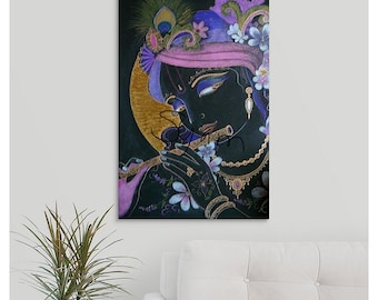 Krishna the stealer of hearts Syamarts transcendental flute player black Krsna devotional art bhakti devotional spiritual art home altars