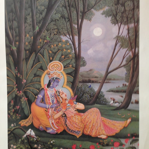 Ten Vintage prints of Radha Krishna 14x15" approx limited supply... buy one or many