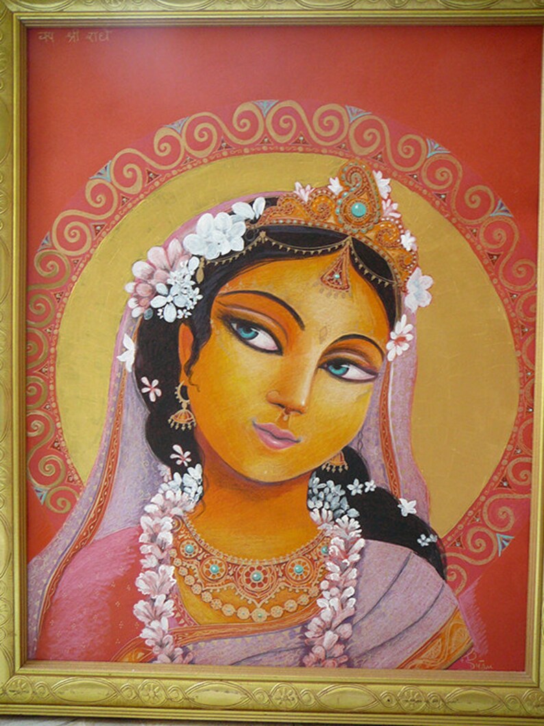 Radha Divine Goddess Art Devotional Art Drawing Radharani Etsy