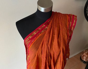 Cotton sari two tone rust fabric yardage