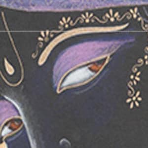 Krishna Syamsundara blackish Krsna drawing or prints Krishna green purple modern spiritual original art bhakti yoga hindu vedic syamarts