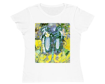 Vrindavana Krishna Balaram Organic Women's Classic T-Shirt art by Syam Bhakti art                                        syamarts