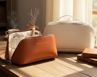 Wasserdichte PU-Leder-Reise-Make-up-Tasche | Kosmetik-Organizer mit großer Kapazität