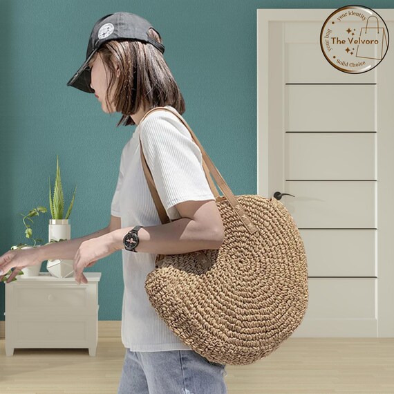 編み込みストロービーチバッグ | サマー編み込みトートバッグ | 大容量