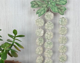 Wall Hanging Botanical Art Mayapple Leaf Ceramic