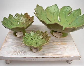 Mayapple Flower Pottery Bowl Handmade Ceramic Decorative Bowl  Nature Inspired Home Decor