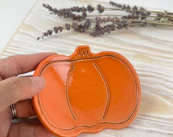 Trinket Ring Small Dish Pumpkin Halloween Ceramic