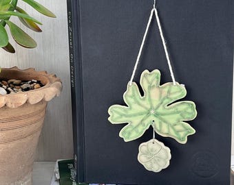 Wall Decor Wildflower Botanical Art Mayapple Leaf Ceramic