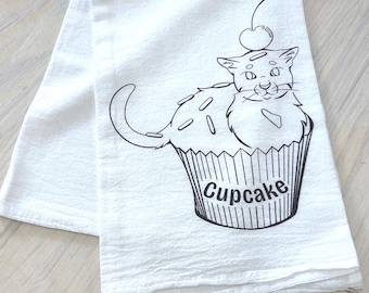 Cat Cupcake Tea Towel - Novelty Kitchen Towel