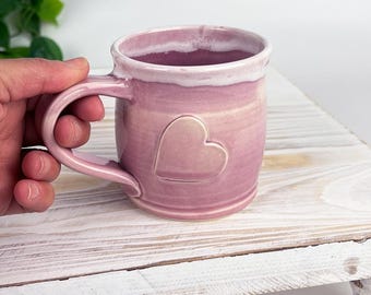 Handmade Pottery Mug Heart Pink
