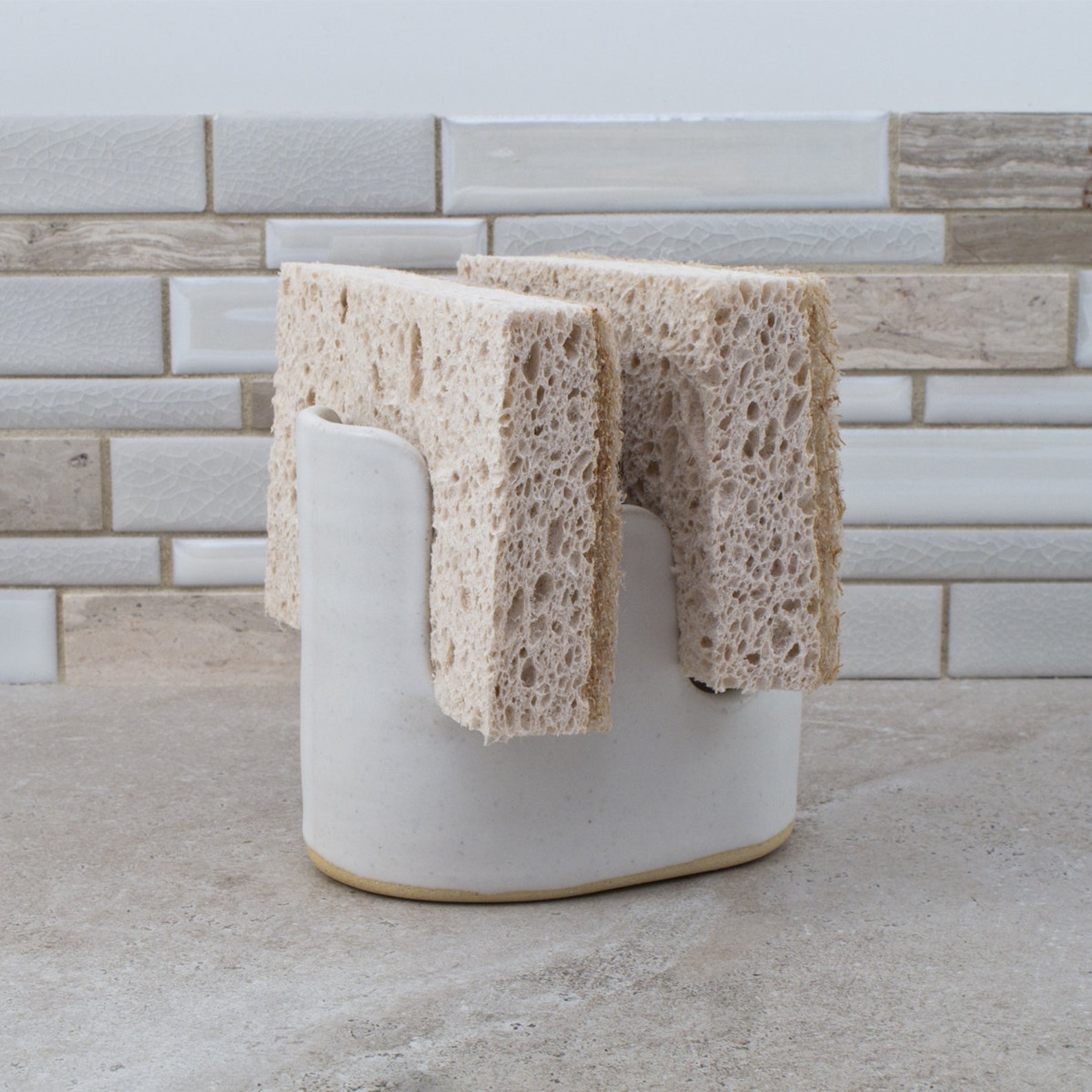 Double Sponge Holder Ceramic White Etsy